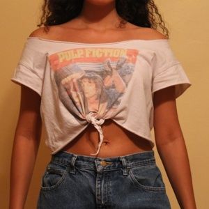 Pulp Fiction off the shoulder crop top